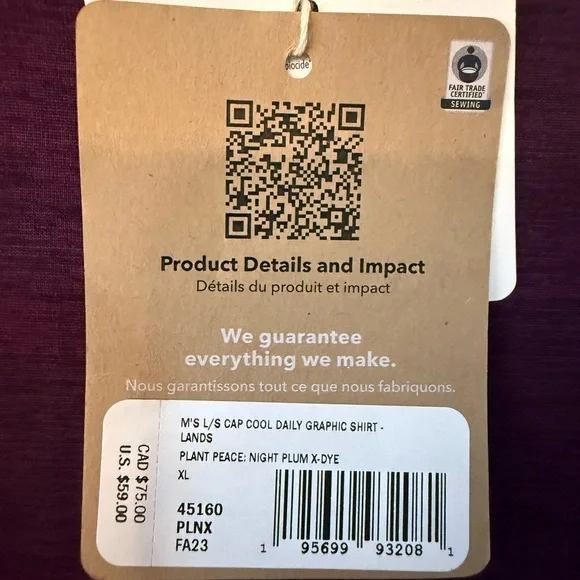 Patagonia Men's Capilene Purple Long Sleeve Tee - Picture 3 of 3